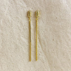 Mondsee 18k Gold Filled CZ Box Chain Drop Earrings | 18k Gold Filled Jewelry