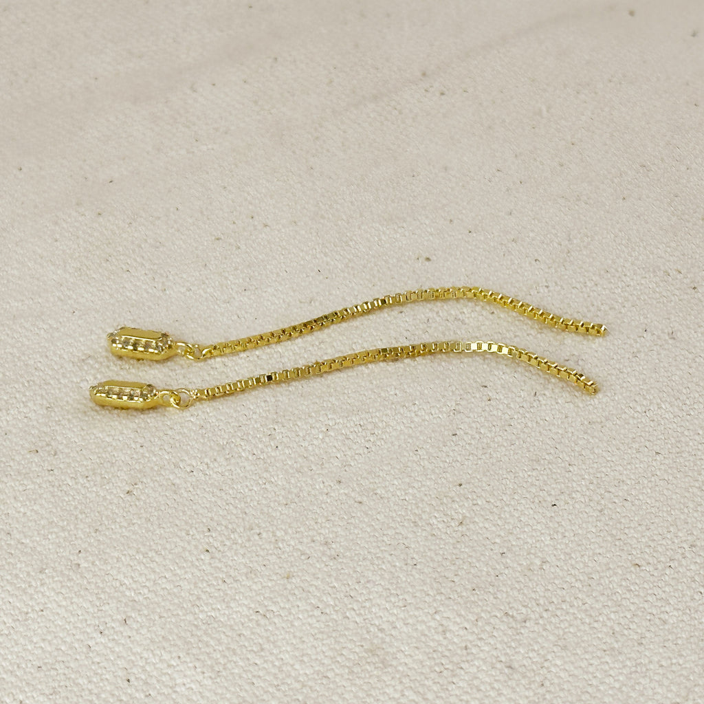 Mondsee 18k Gold Filled CZ Box Chain Drop Earrings | 18k Gold Filled Jewelry