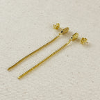Mondsee 18k Gold Filled CZ Box Chain Drop Earrings | 18k Gold Filled Jewelry