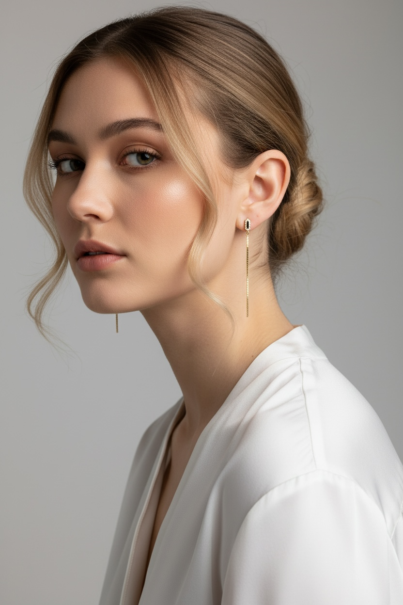 Mondsee 18k Gold Filled CZ Box Chain Drop Earrings | 18k Gold Filled Jewelry