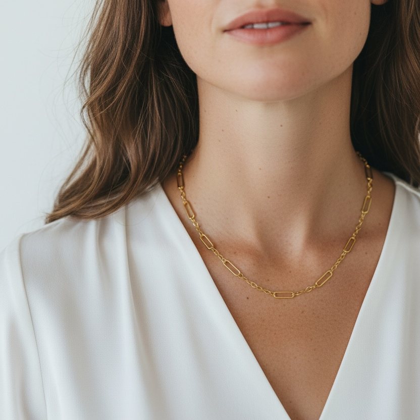 Mondsee 18k Gold Filled Paperclip & Links Chain Necklace | 18k Gold Filled Jewelry