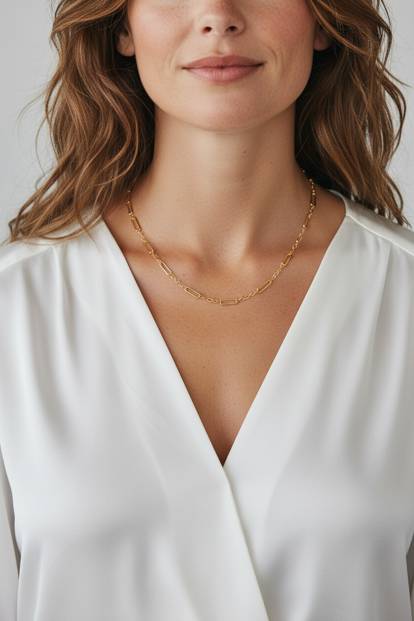 Mondsee 18k Gold Filled Paperclip & Links Chain Necklace | 18k Gold Filled Jewelry