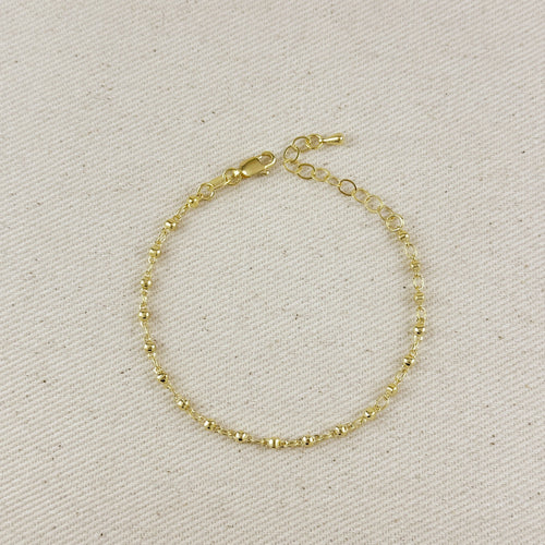 18K Gold Filled 2.5mm Beaded Bracelet by Mondsee Jewelry