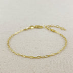 18K Gold Filled Mini Paperclip Chain Bracelet
