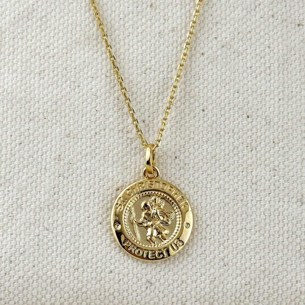 18k Gold Filled Saint Christopher Medal Pendant