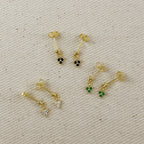 18k Gold Filled Mini CZ Flower Drop Earrings