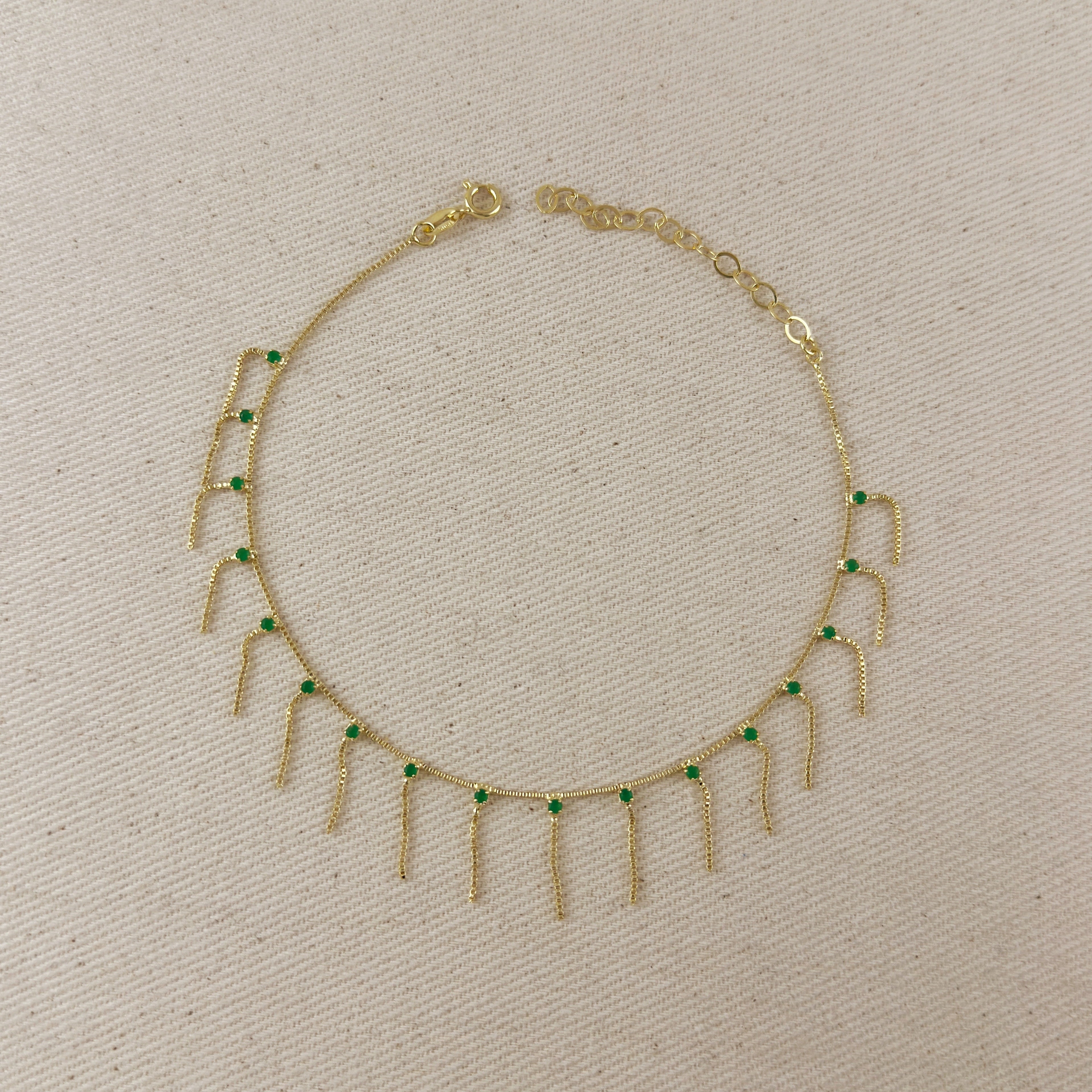 Mondsee 18k Gold Filled Fringed Box Chain Anklet | 18k Gold Filled Jewelry