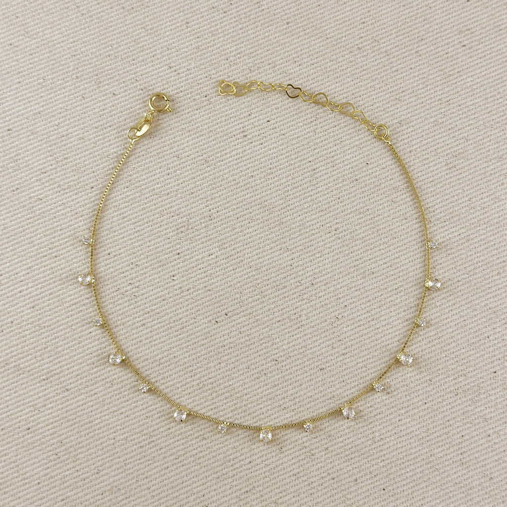 Mondsee 18k Gold Filled Micro Cubic Zirconia Anklet | 18k Gold Filled Jewelry