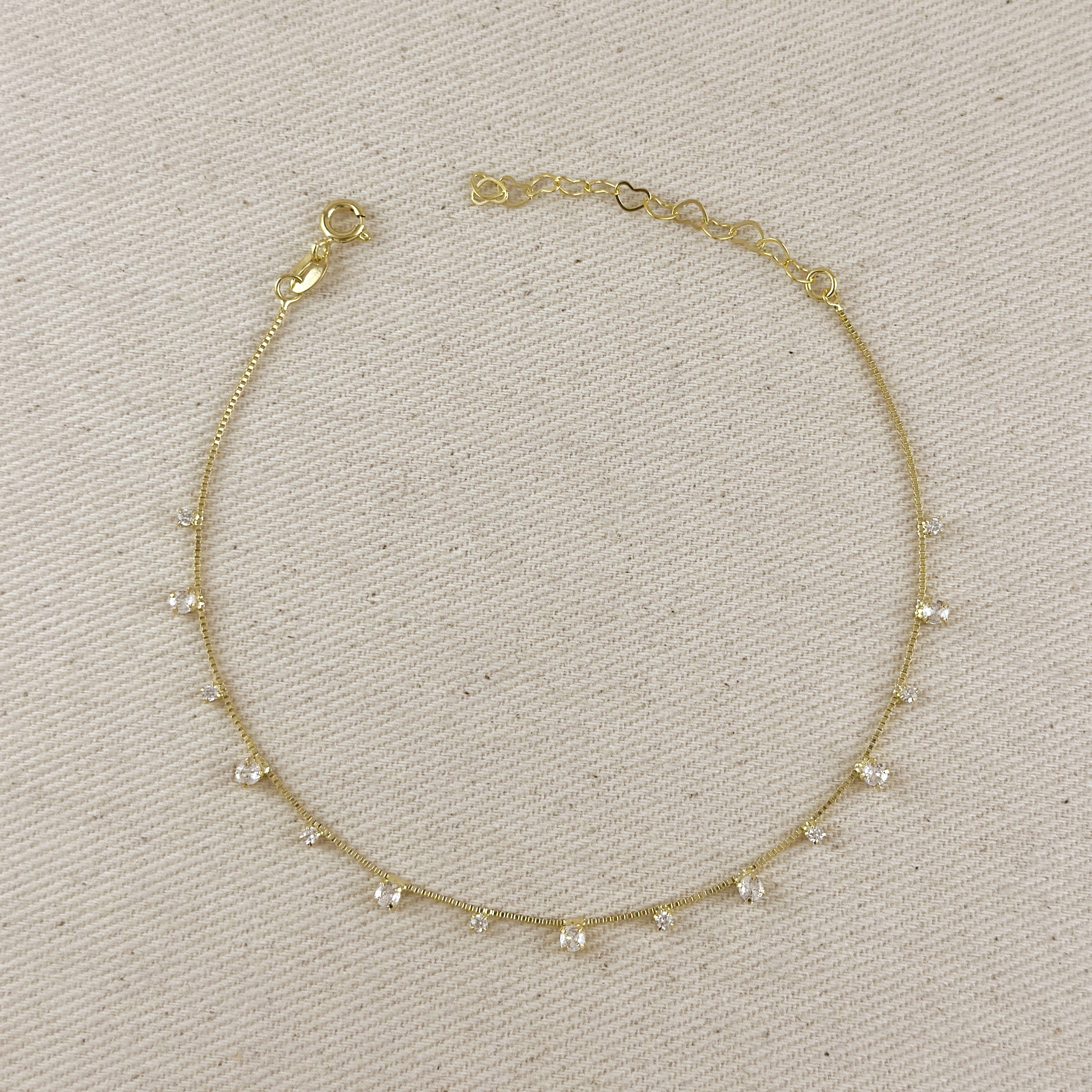 Mondsee 18k Gold Filled Micro Cubic Zirconia Anklet | 18k Gold Filled Jewelry