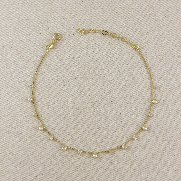 Mondsee 18k Gold Filled Micro Cubic Zirconia Anklet | 18k Gold Filled Jewelry