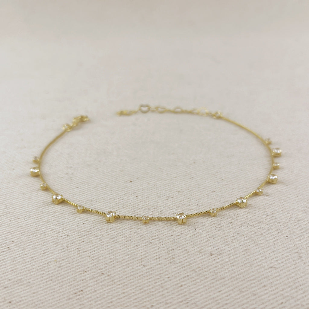 Mondsee 18k Gold Filled Micro Cubic Zirconia Anklet | 18k Gold Filled Jewelry