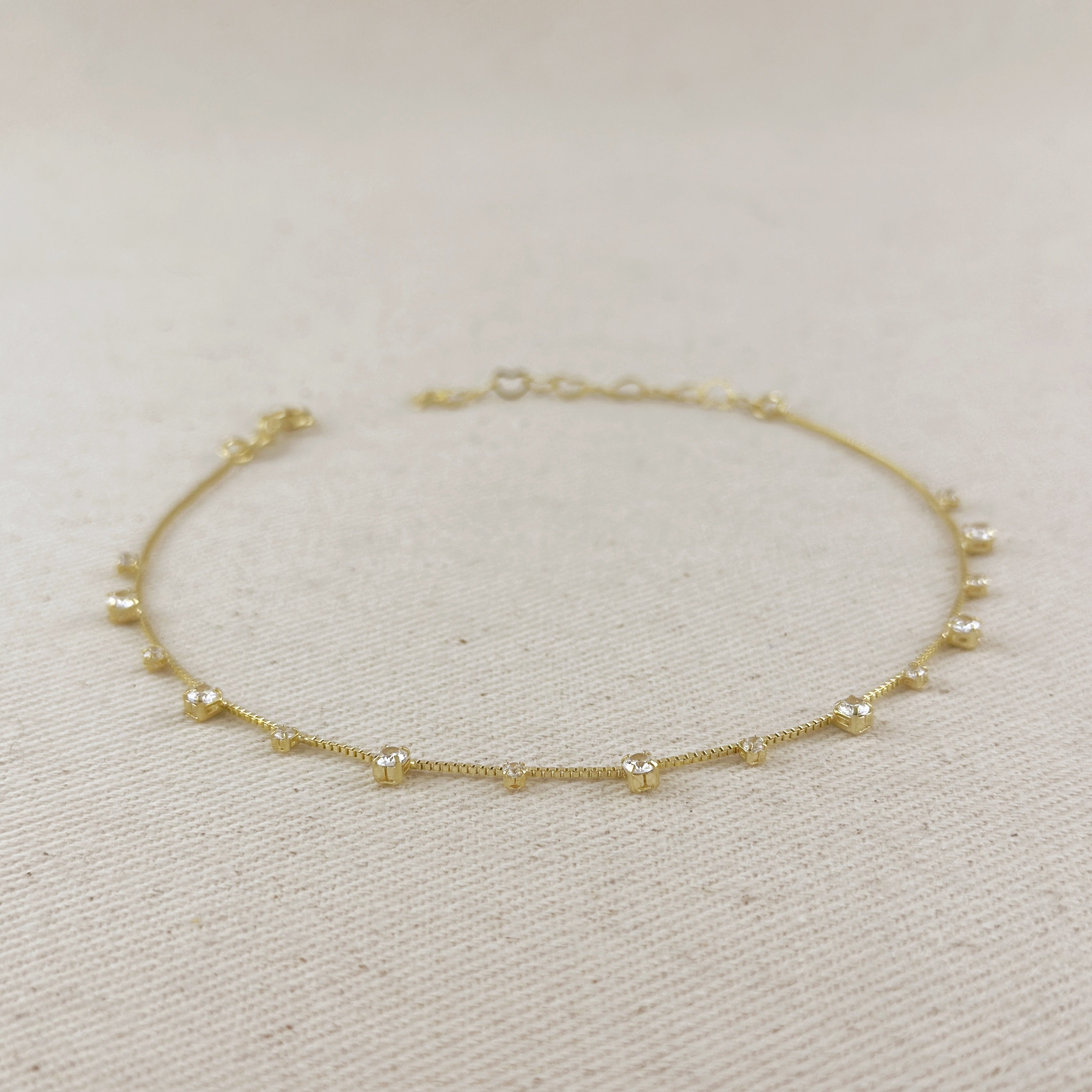 Mondsee 18k Gold Filled Micro Cubic Zirconia Anklet | 18k Gold Filled Jewelry