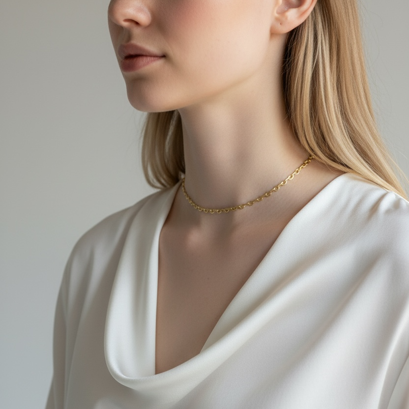 Mondsee 18k Gold Filled Lace Chain Choker Necklace | 18k Gold Filled Jewelry