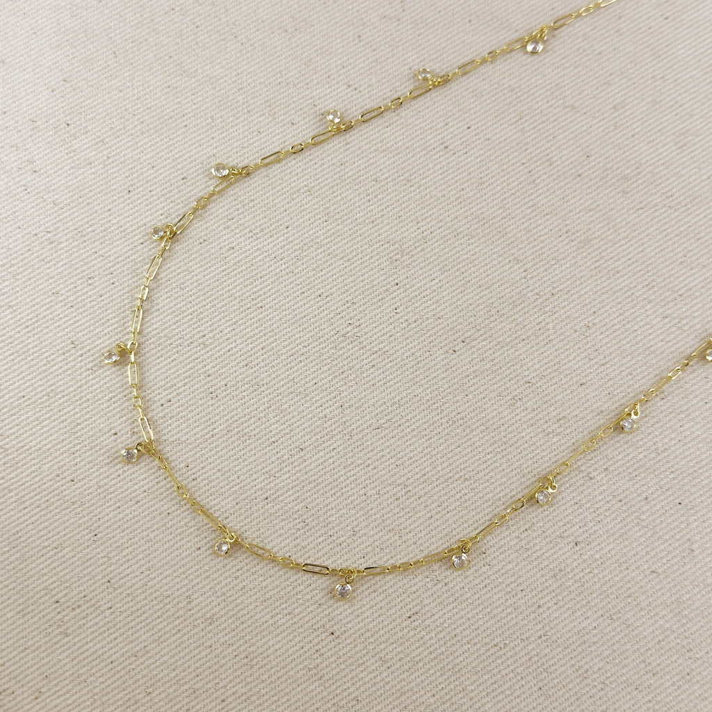 Mondsee 18k Gold Filled Paperclip With CZ Stones Belly Chain | 18k Gold Filled Jewelry