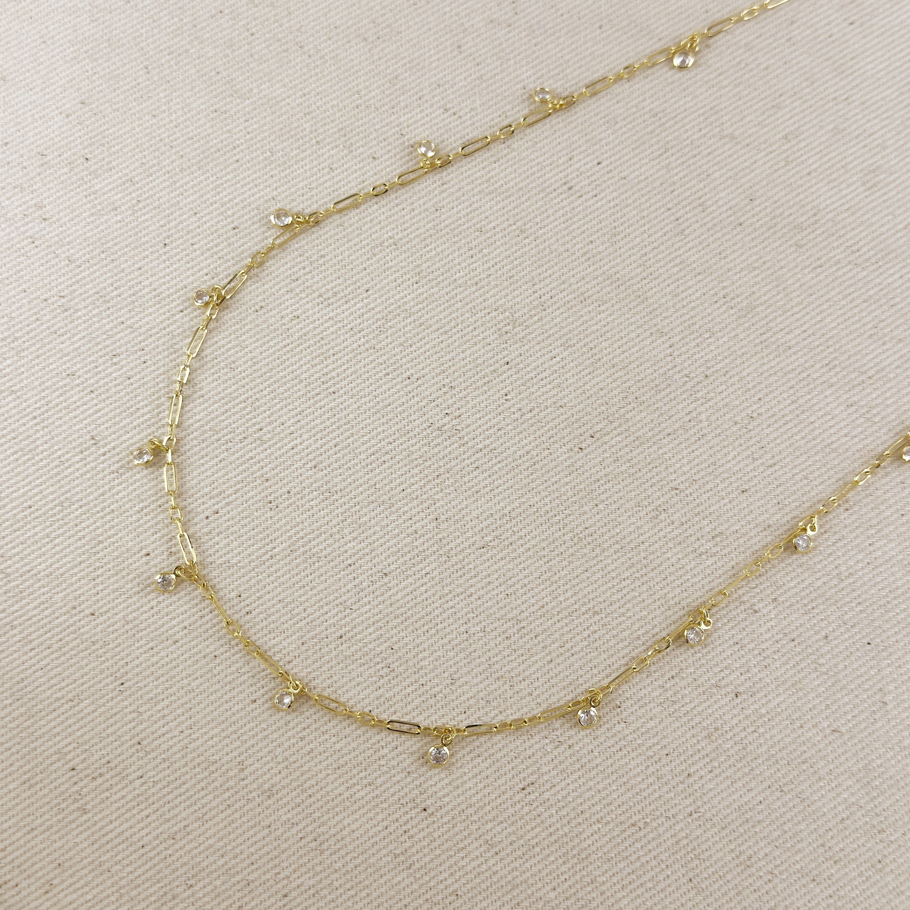 Mondsee 18k Gold Filled Paperclip With CZ Stones Belly Chain | 18k Gold Filled Jewelry