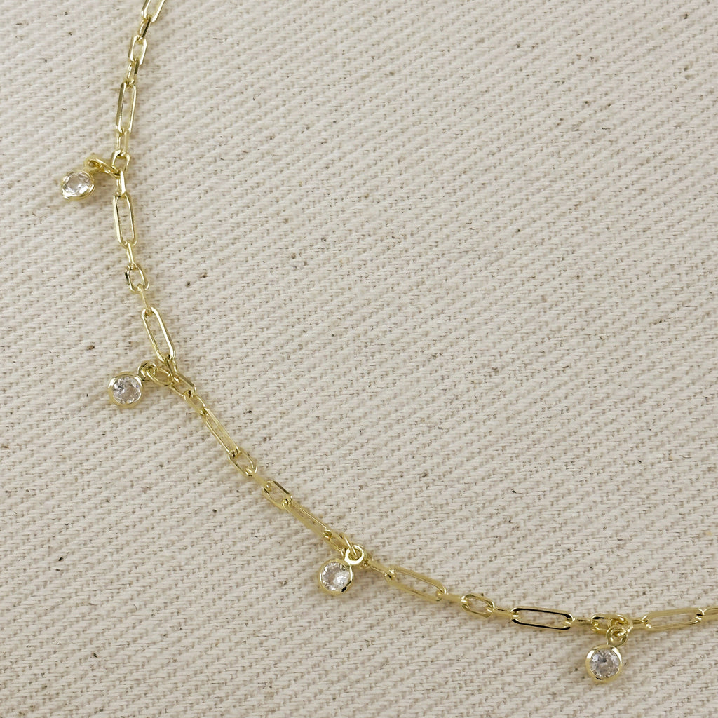 Mondsee 18k Gold Filled Paperclip With CZ Stones Belly Chain | 18k Gold Filled Jewelry