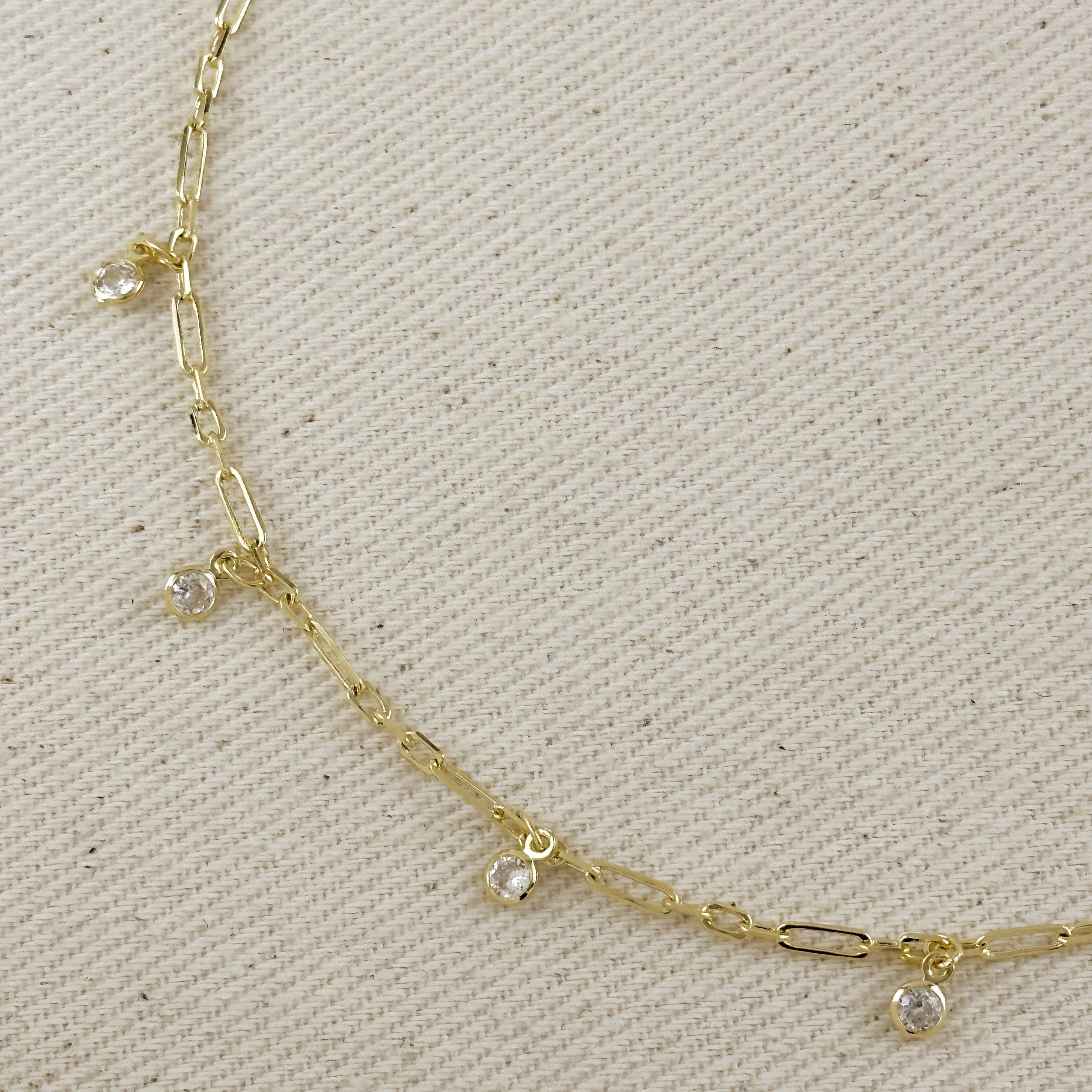 Mondsee 18k Gold Filled Paperclip With CZ Stones Belly Chain | 18k Gold Filled Jewelry