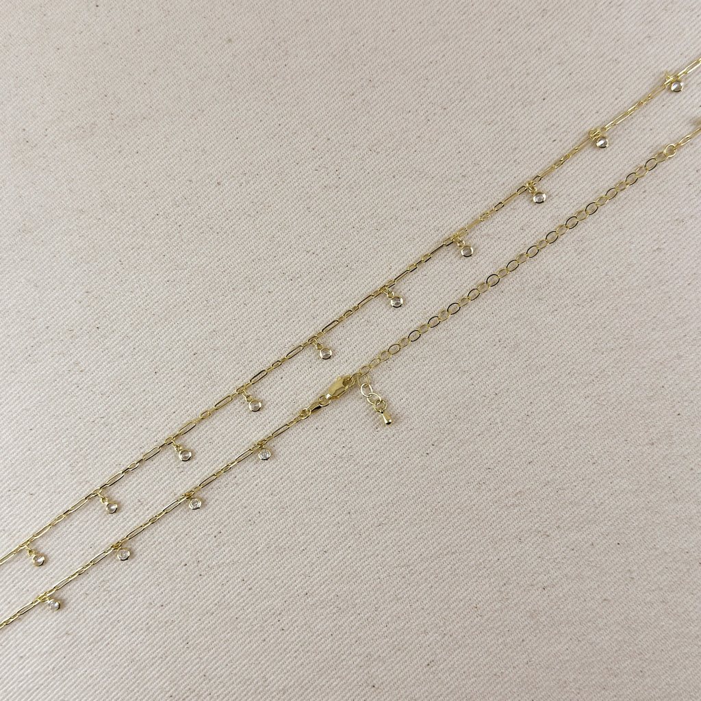Mondsee 18k Gold Filled Paperclip With CZ Stones Belly Chain | 18k Gold Filled Jewelry