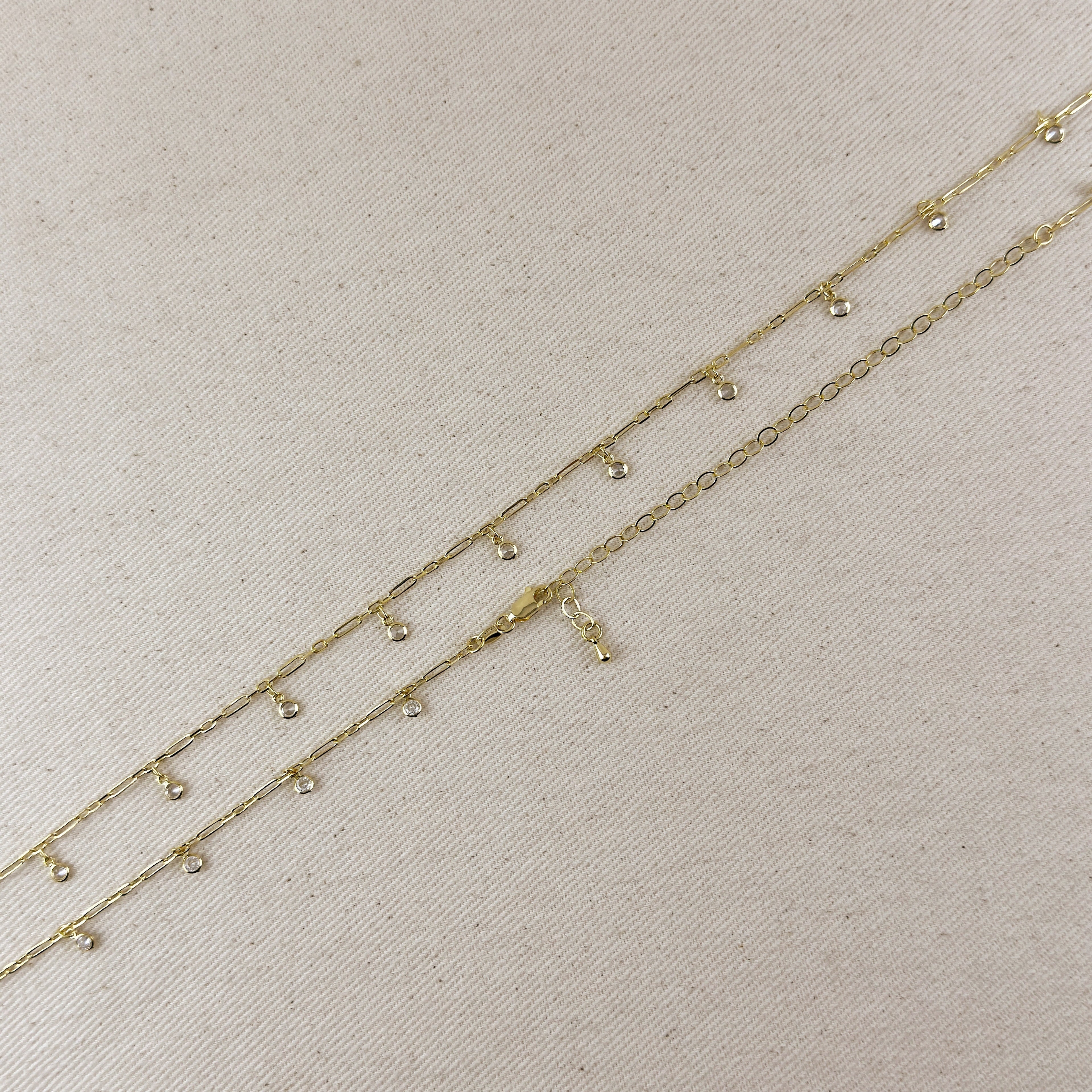 Mondsee 18k Gold Filled Paperclip With CZ Stones Belly Chain | 18k Gold Filled Jewelry