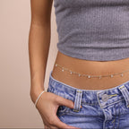 Mondsee 18k Gold Filled Paperclip With CZ Stones Belly Chain | 18k Gold Filled Jewelry