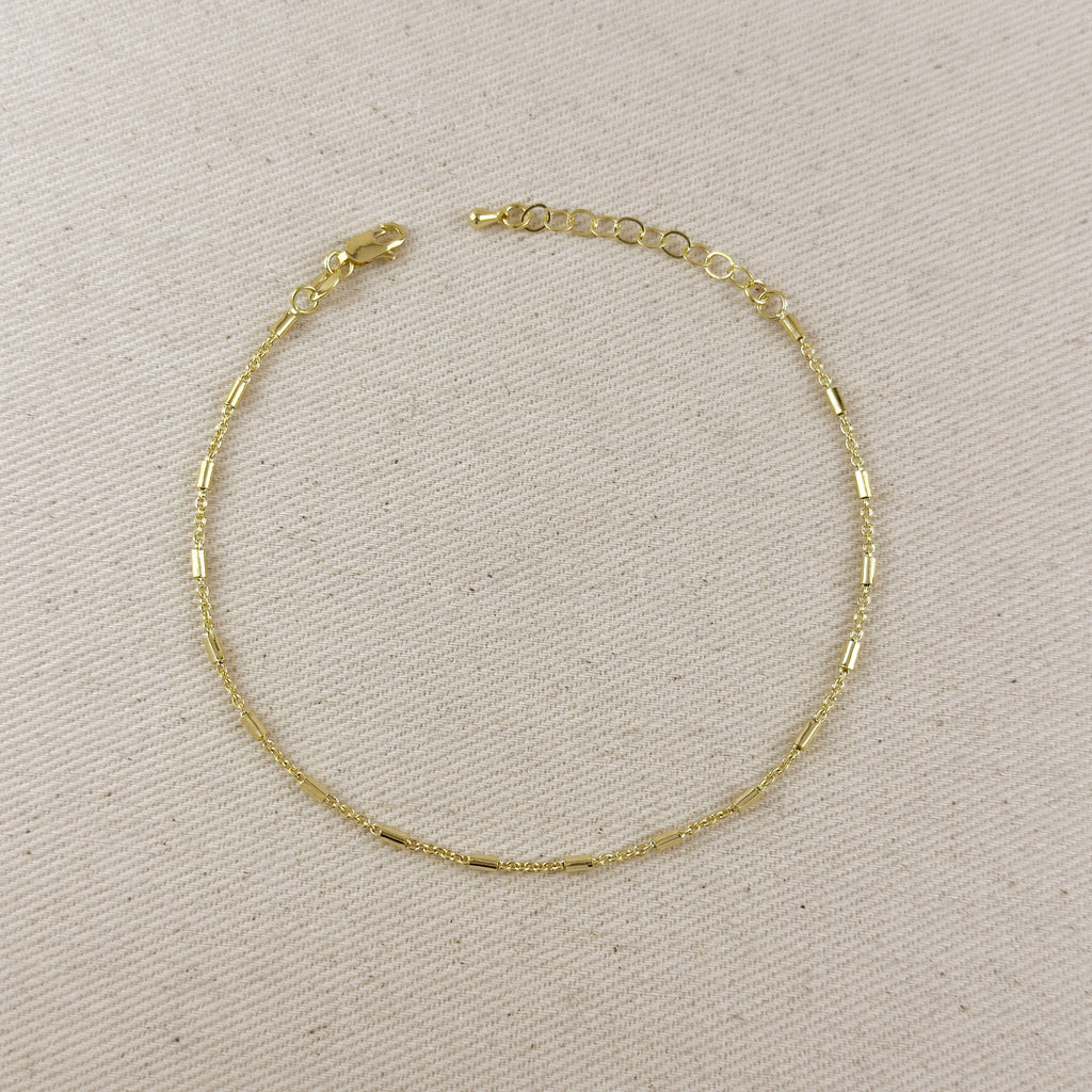 Mondsee 18k Gold Filled Mini Tube Chain Anklet | 18k Gold Filled Jewelry