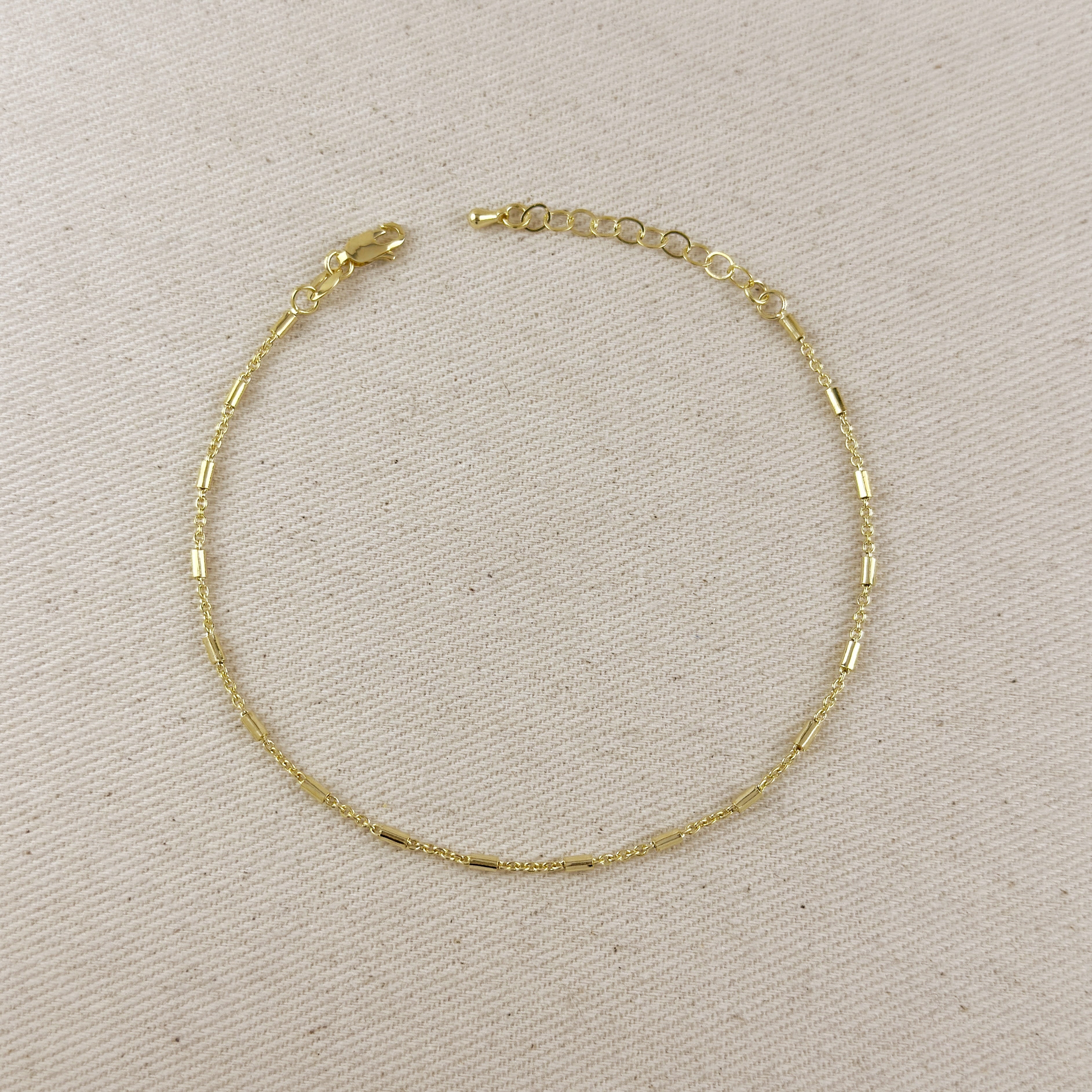 Mondsee 18k Gold Filled Mini Tube Chain Anklet | 18k Gold Filled Jewelry