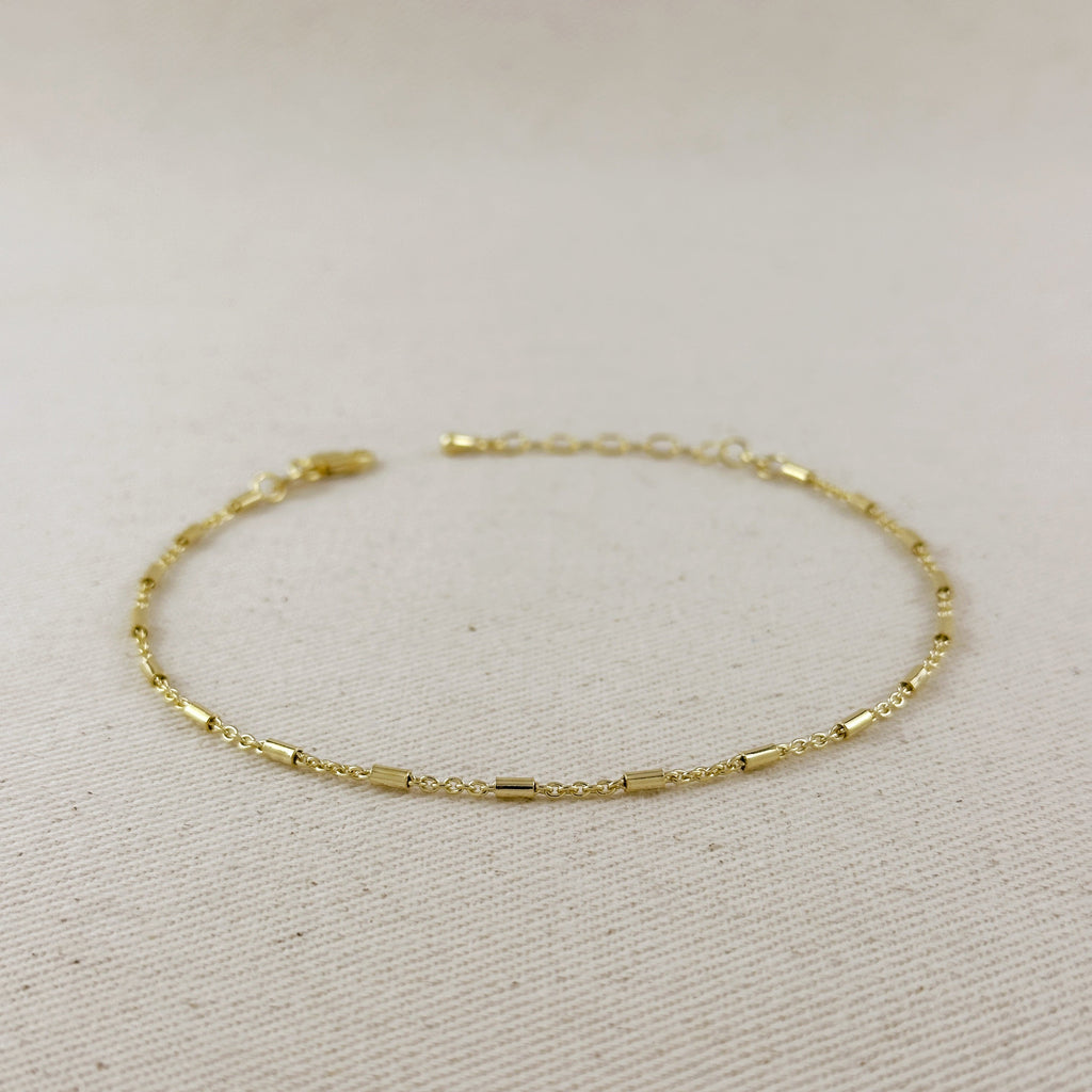 Mondsee 18k Gold Filled Mini Tube Chain Anklet | 18k Gold Filled Jewelry