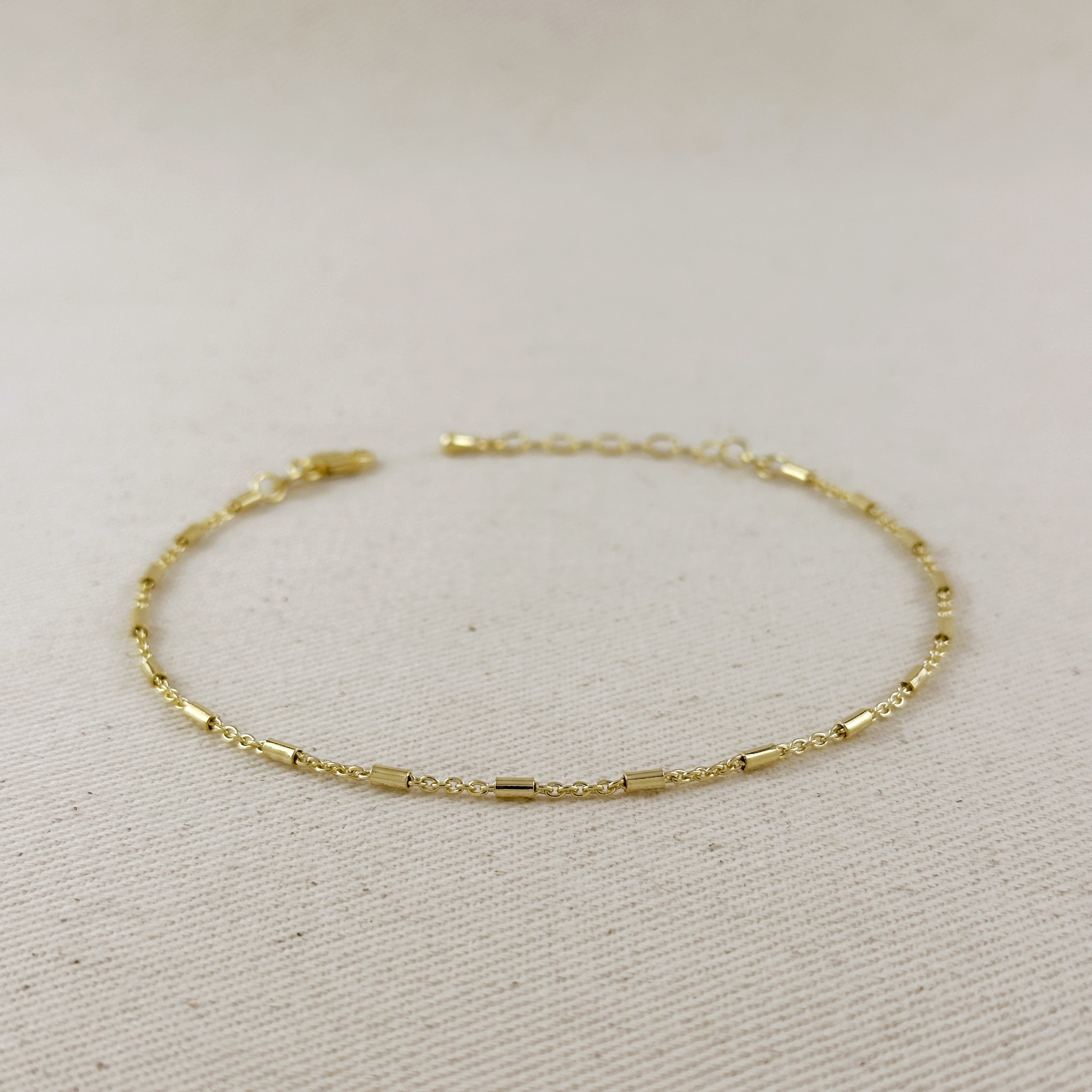 Mondsee 18k Gold Filled Mini Tube Chain Anklet | 18k Gold Filled Jewelry