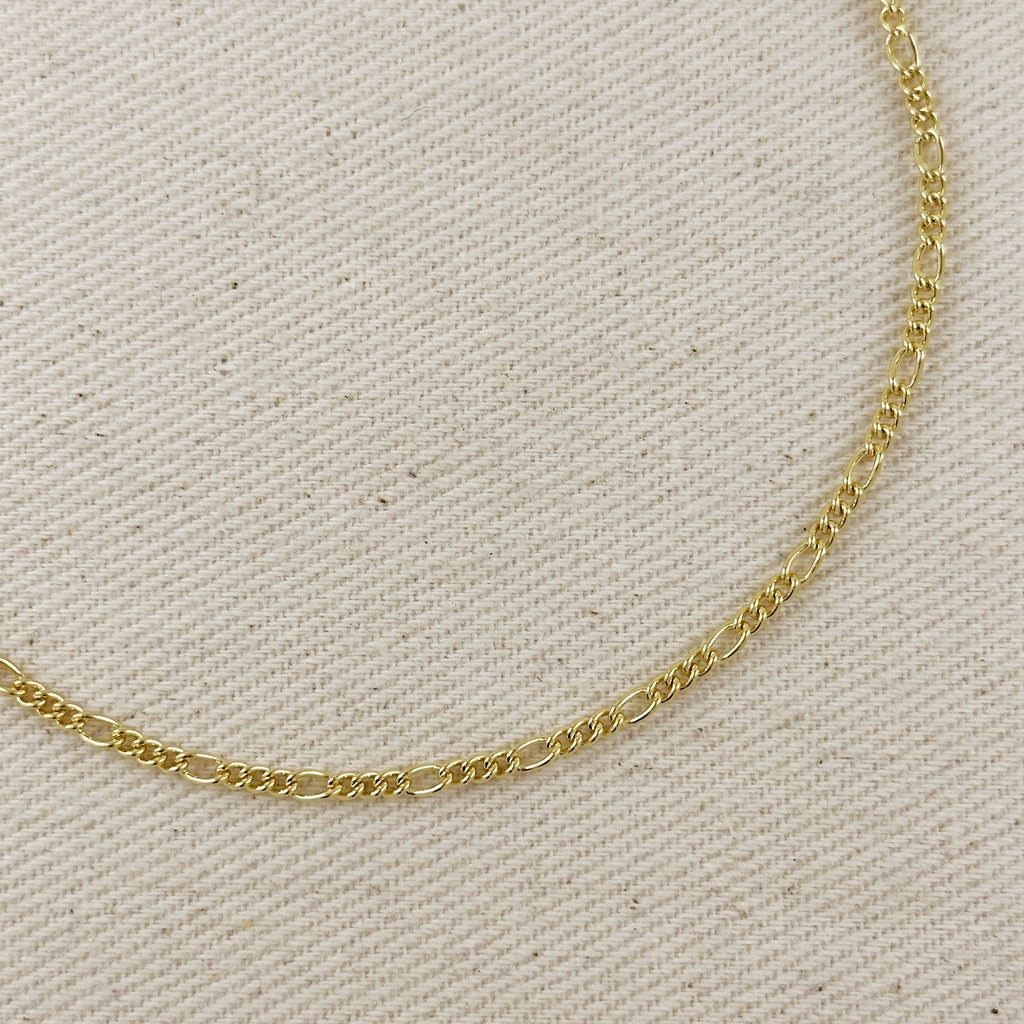 Mondsee 18k Gold Filled 2mm Rounded 3x1 Figaro Anklet | 18k Gold Filled Jewelry