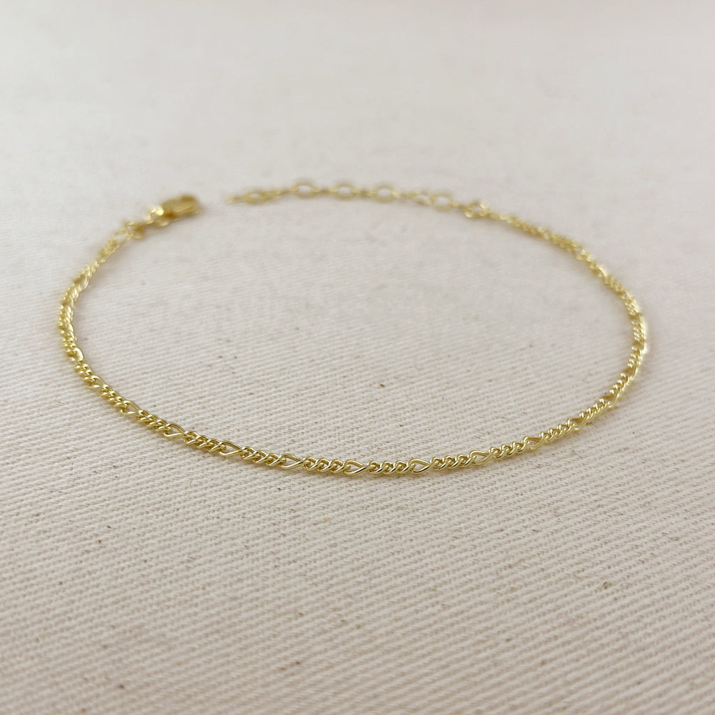 Mondsee 18k Gold Filled 2mm Rounded 3x1 Figaro Anklet | 18k Gold Filled Jewelry