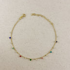 Mondsee 18k Gold Filled Colorful Micro Cubic Zirconia Anklet | 18k Gold Filled Jewelry