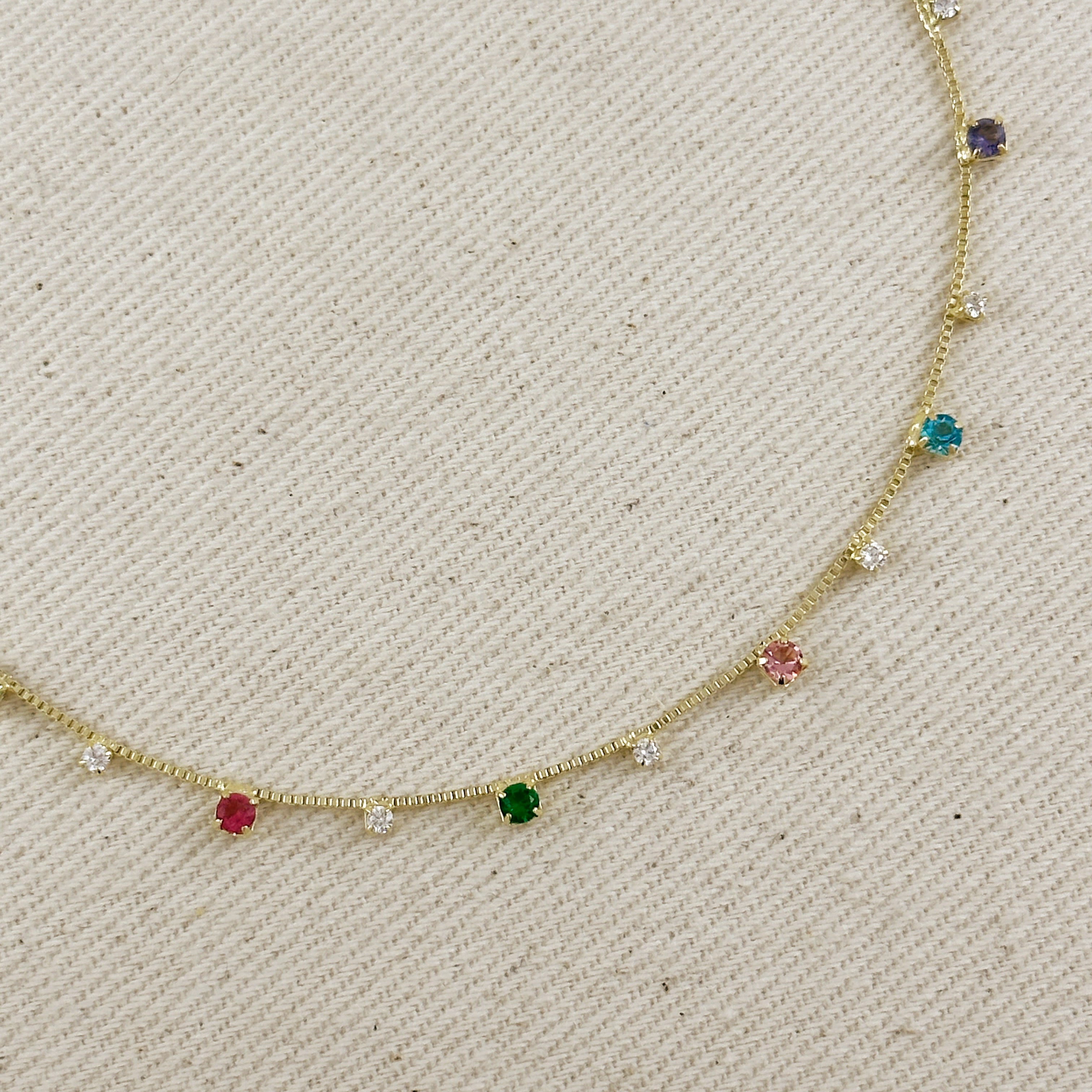 Mondsee 18k Gold Filled Colorful Micro Cubic Zirconia Anklet | 18k Gold Filled Jewelry