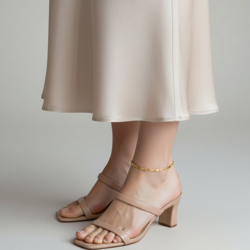Mondsee 18K Gold Filled Textured Bar Link Anklet | 18k Gold Filled Jewelry