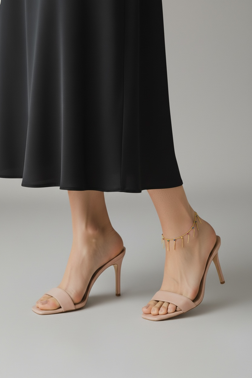Mondsee 18k Gold Filled Fringed Box Chain Anklet | 18k Gold Filled Jewelry