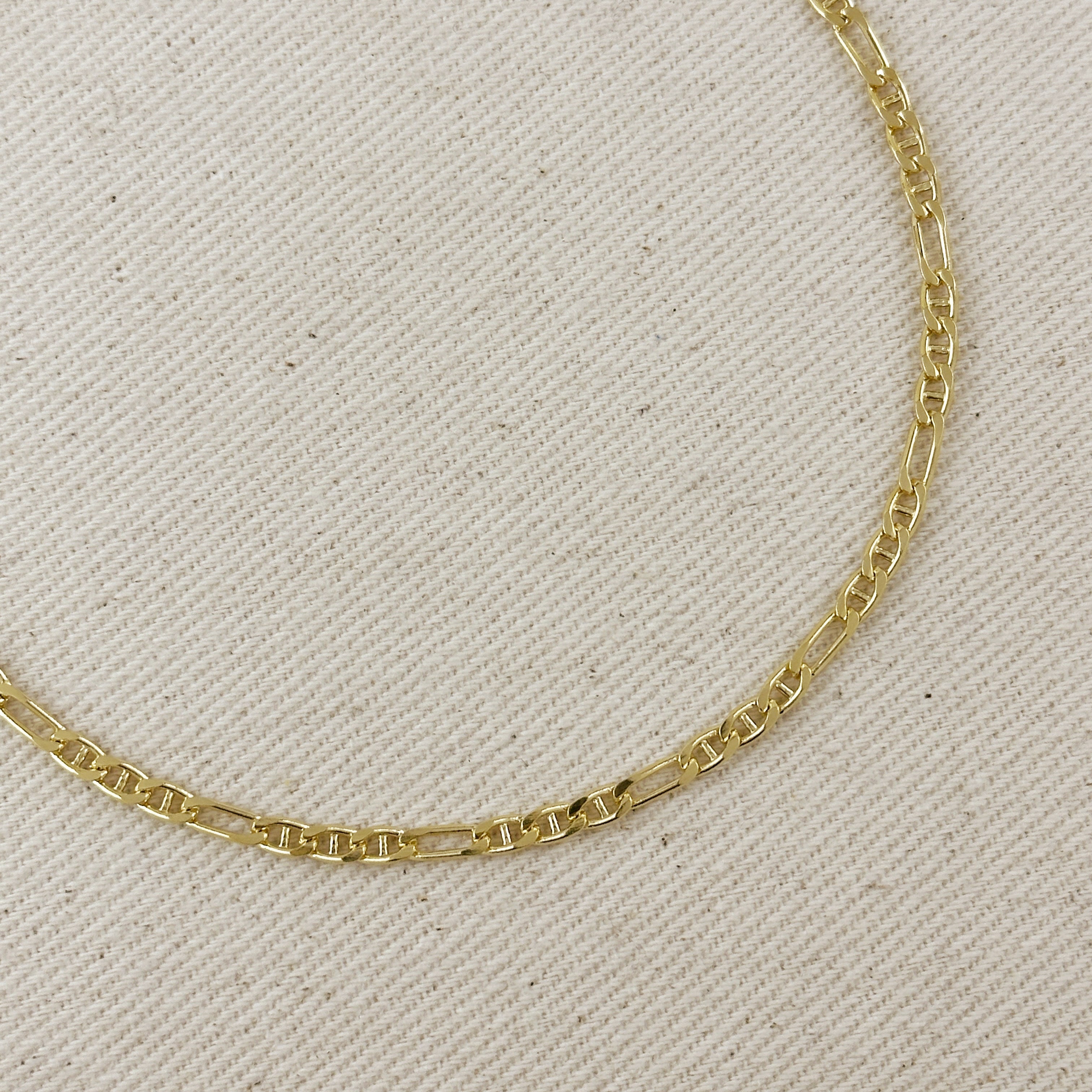 Mondsee 18k Gold Filled 3.5mm Figaro Mariner 'Figarucci' Anklet | 18k Gold Filled Jewelry