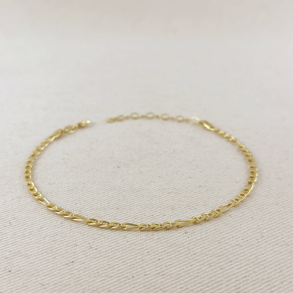 Mondsee 18k Gold Filled 3.5mm Figaro Mariner 'Figarucci' Anklet | 18k Gold Filled Jewelry