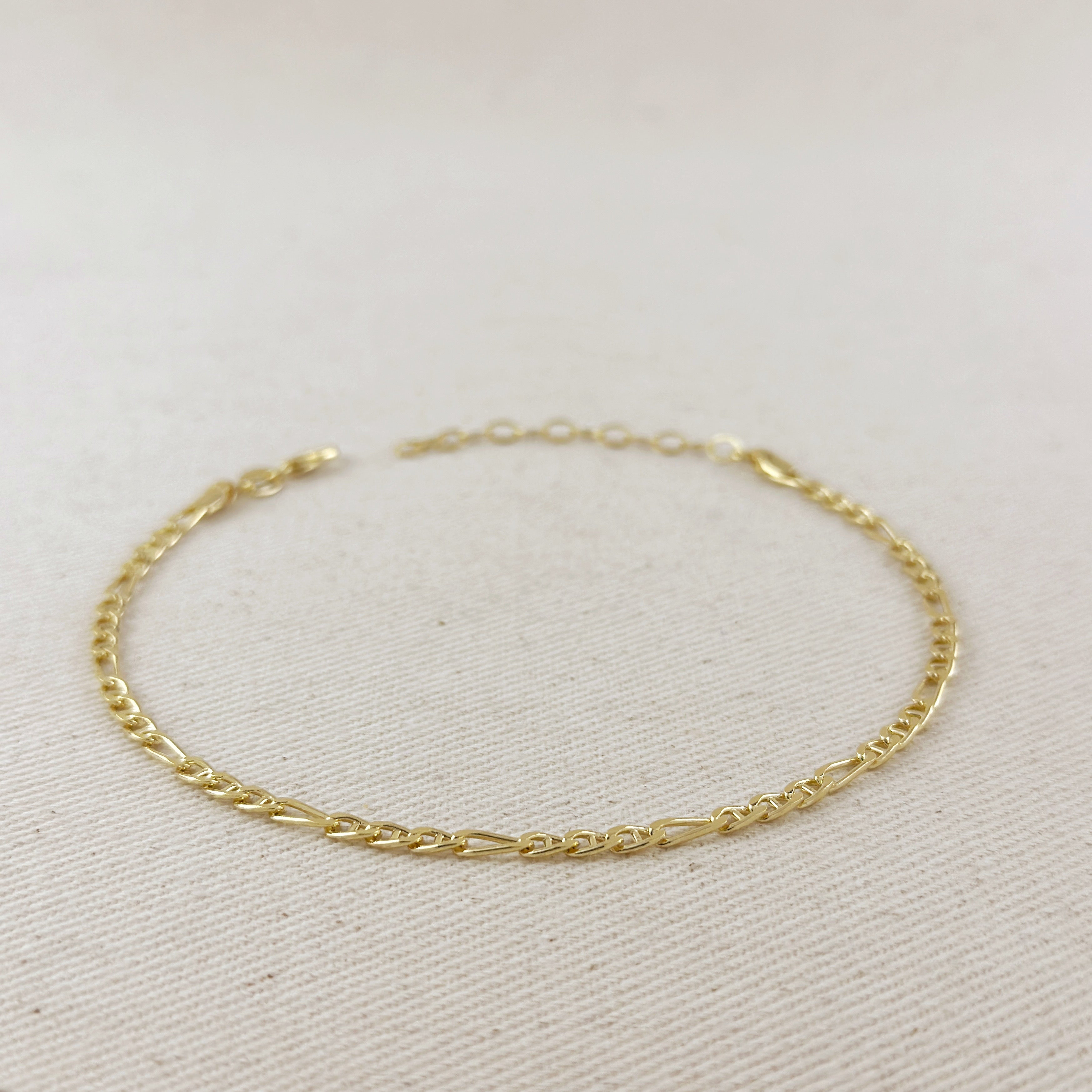 Mondsee 18k Gold Filled 3.5mm Figaro Mariner 'Figarucci' Anklet | 18k Gold Filled Jewelry