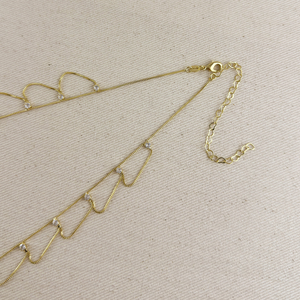 18k Gold Filled Bali Style Belly Chain With Cubic Zirconia Stones