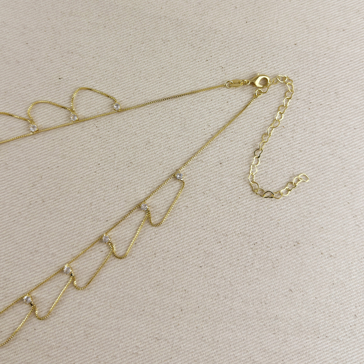 18k Gold Filled Bali Style Belly Chain With Cubic Zirconia Stones