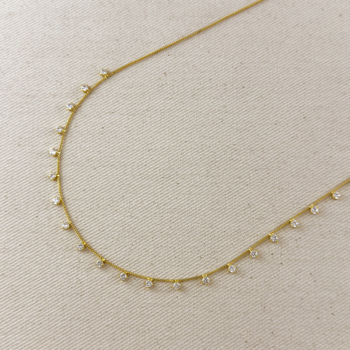 18k Gold Filled Belly Chain With Cubic Zirconia Stones