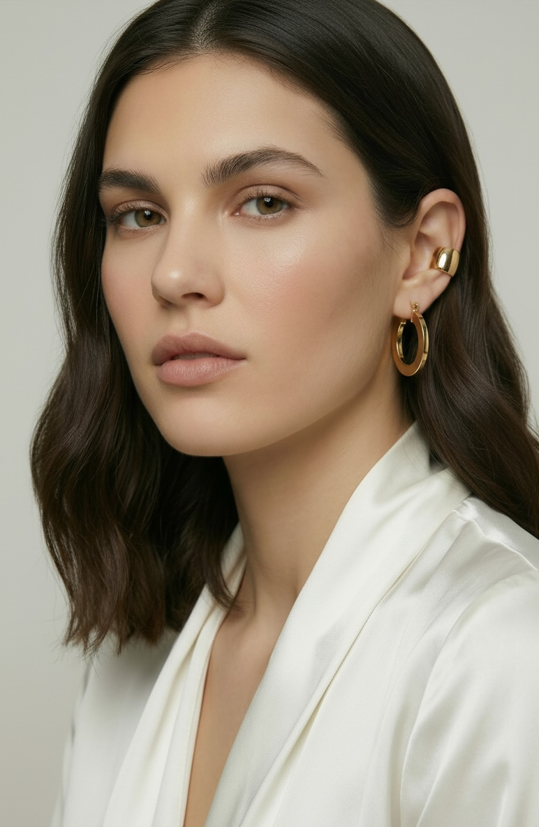 Mondsee 18k Gold Filled Flat Hoop Earrings | 18k Gold Filled Jewelry
