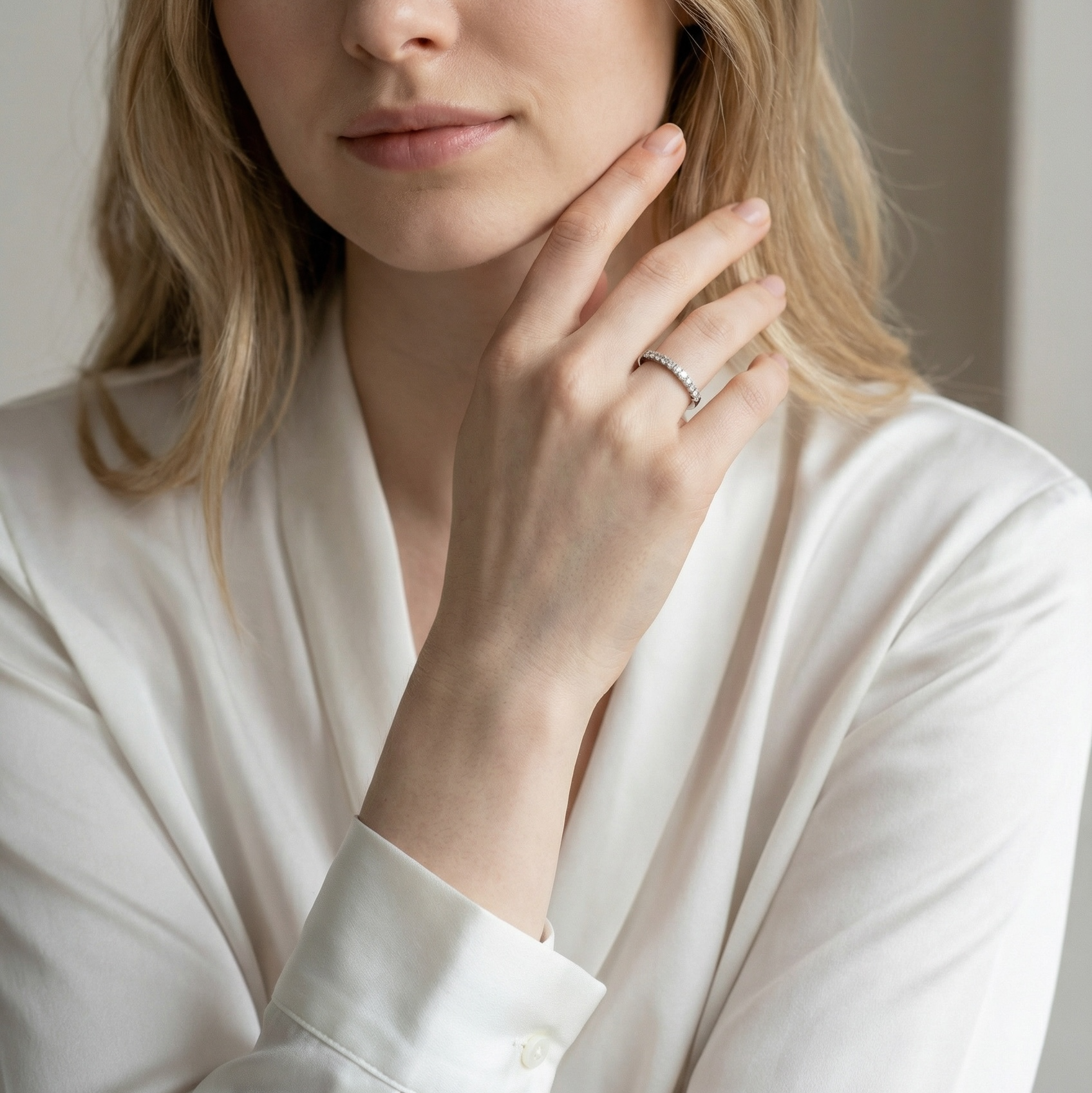 Mondsee CZ Half Band Ring | 18k Gold Filled Jewelry