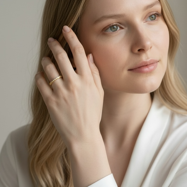 Mondsee CZ Half Band Ring | 18k Gold Filled Jewelry