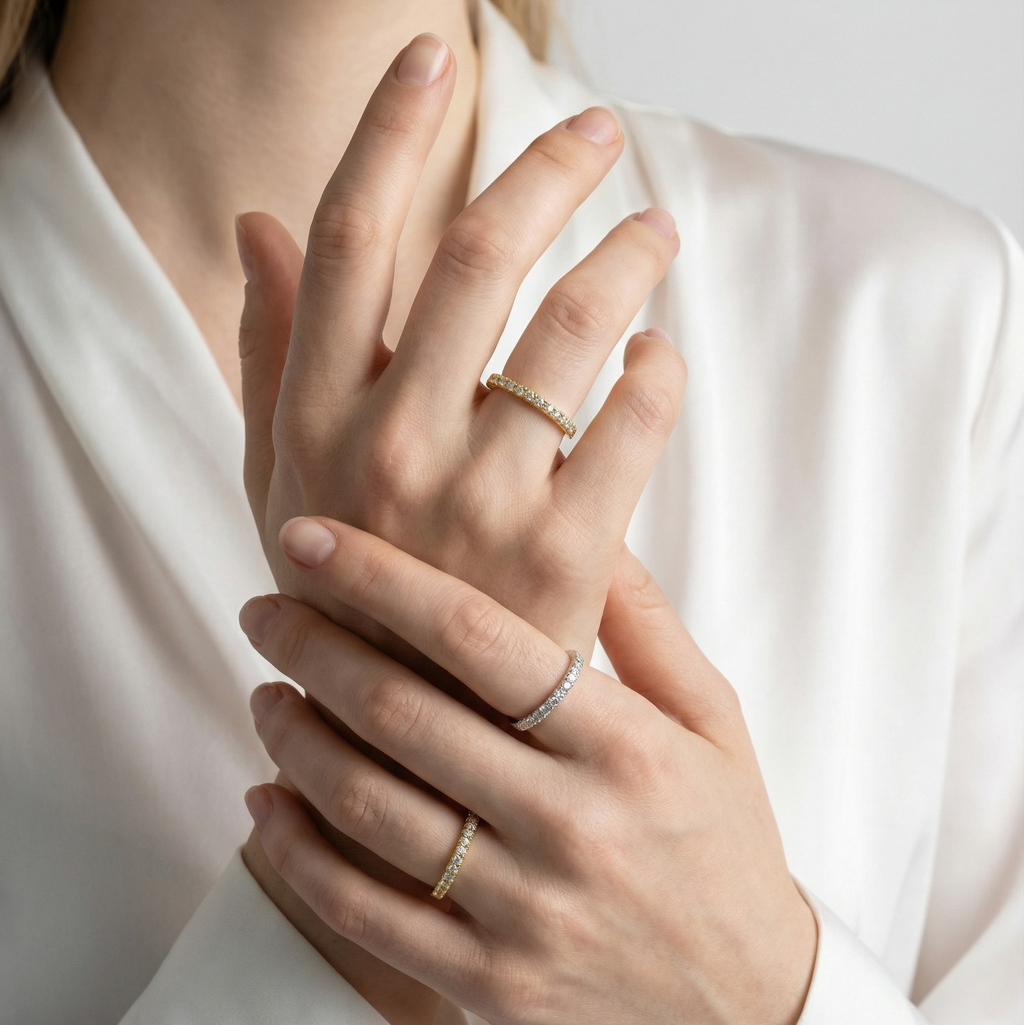 Mondsee CZ Half Band Ring | 18k Gold Filled Jewelry