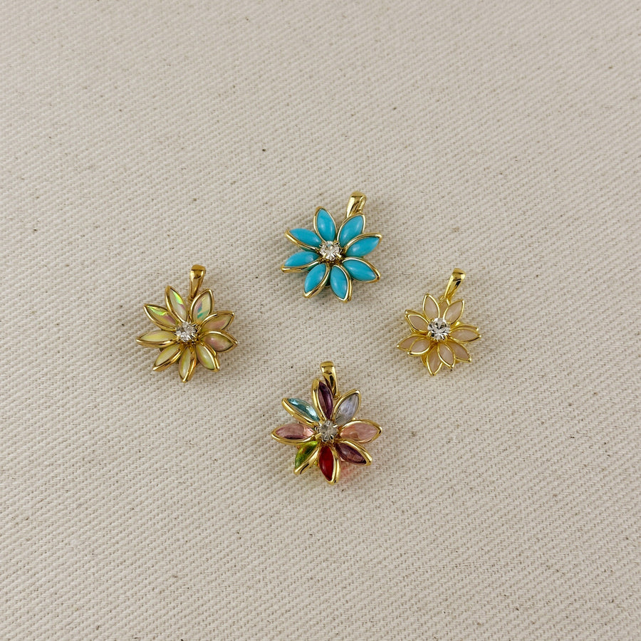 18k Gold Filled Colorful Flower Pendant Necklace