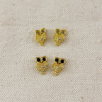 18k Gold Filled Owl Crystal Eyes Stud Earrings