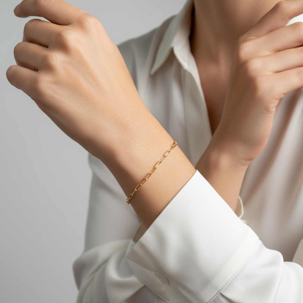 Mondsee 18k Gold Filled Short Link Paperclip Bracelet | 18k Gold Filled Jewelry