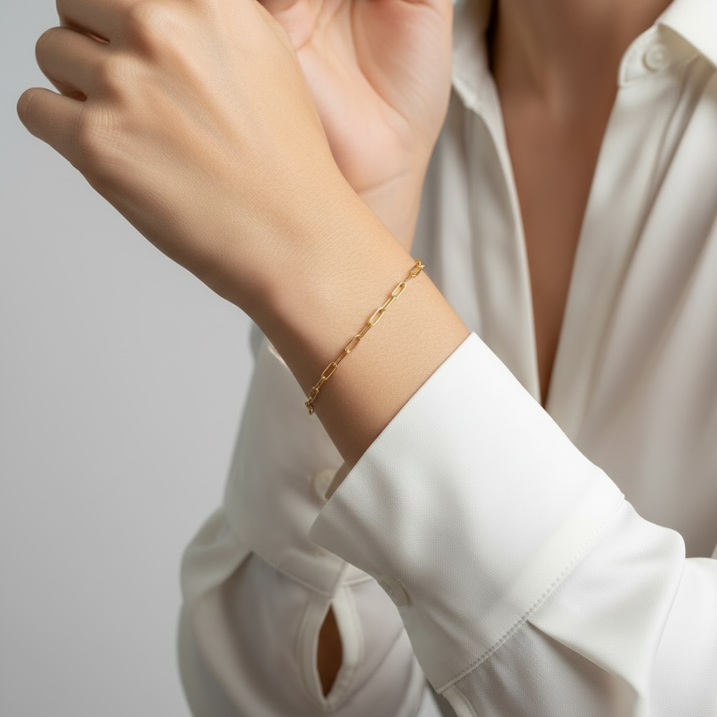 Mondsee 18k Gold Filled Short Link Paperclip Bracelet | 18k Gold Filled Jewelry