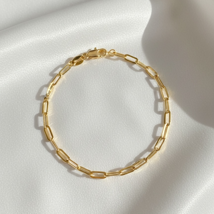 Mondsee 18k Gold Filled Short Link Paperclip Bracelet | 18k Gold Filled Jewelry