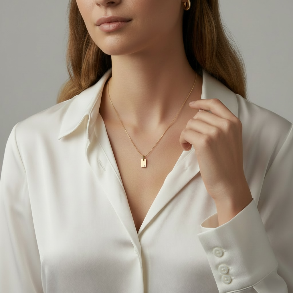 Mondsee 18k Gold Filled Solitaire CZ Plate Necklace | 18k Gold Filled Jewelry